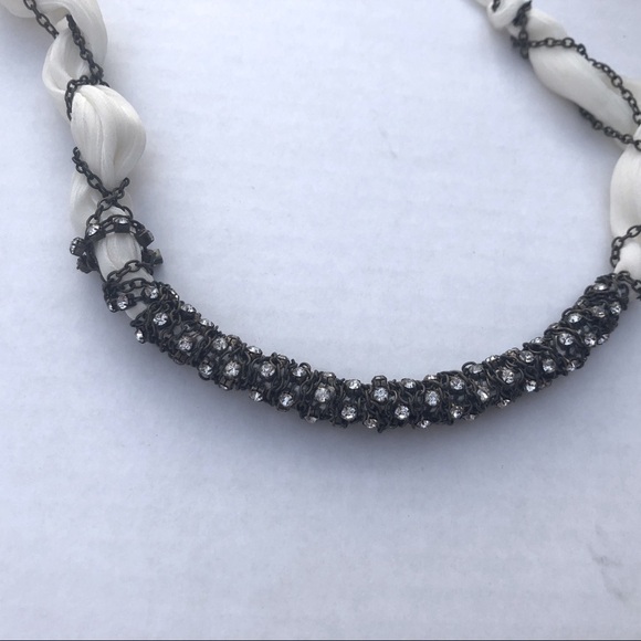 Nordstrom White Fabric and Rhinestone Necklace - Picture 7 of 7